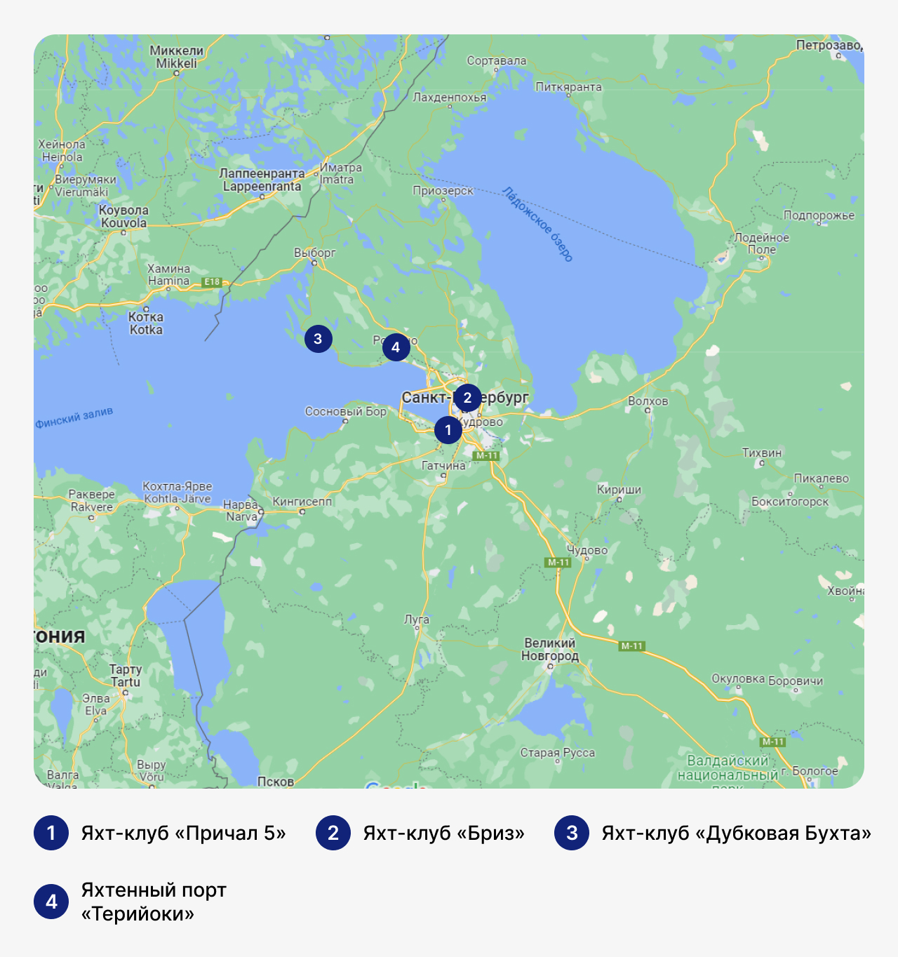Лучшие марины в Питере, карта Питера с маринами, стоянка для яхт в Питере, где хранить яхты в Питере